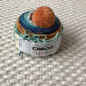Caron Cupcakes Arn Pumpkin Pie Orange Pom Pom Knit Crochet Hat Beanie New